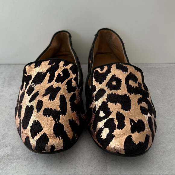 🌼 BP Metallic Leopard Jacquard Fabric Smoking Loafer Flats, 8 - Picture 7 of 10